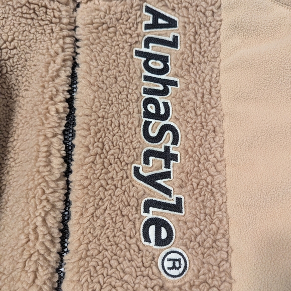 Alphastyle Men's Tan Sherpa Oversized Jacket Size Medium - Picture 3 of 11